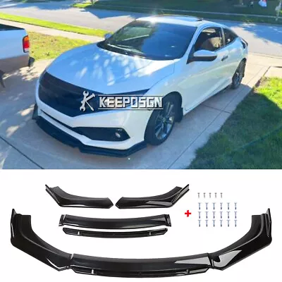 Gloss Black Front Bumper Lip Splitter Lower Chin For Honda Civic 9th Gen EX • £74.25