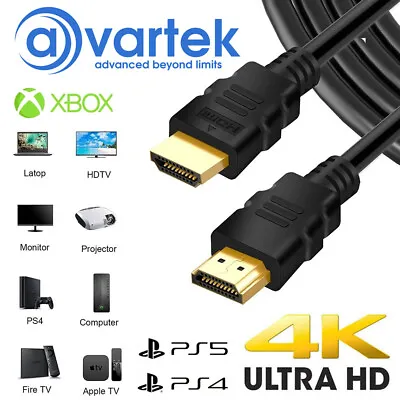 4k Hdmi Cable Fast Speed Lead High Hdtv 2160p Gold Premium Plated Xbox Extension • £2.45