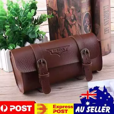 Retro Bicycle Tail Bag PU Leather Cycling Bag Saddle Bag Tail Pouch(Brown) • $13.99