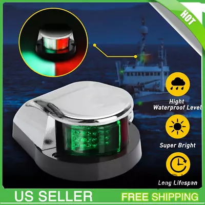 LED Marine Boat Yacht Bow Ship Deck Navigation Light Nav Lamp 12V 3W Green Red • $13.99