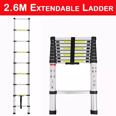 2.6-6.2m Aluminium Telescopic Extension Ladder Heavy Duty Multi-Purpose Non-Slip • $64.80