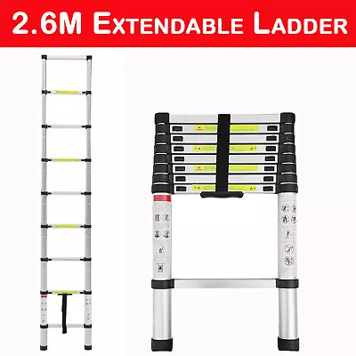 8.5Ft-20.3Ft Telescopic Extension Ladder Aluminum Multi Purpose Folding Non-Slip • $72.10