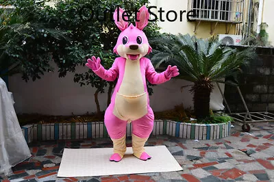 Halloween Pink Kangaroo Mascot Costume Adult Cartoon Outfit Suit Party Mascot • £188.51