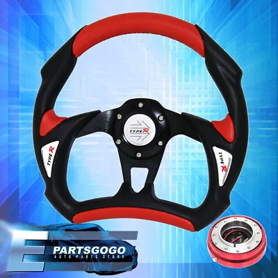 Type-R 320mm Black/Red Battlestyle Steering Wheel + Red Slim Quick Release • $47.99
