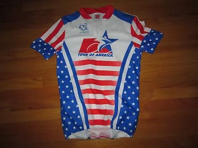 DE MARCHI Vtg USA FLAG Tour Of America Cycling Jersey 1/4 Zip MADE IN ITALY M/L • $49.99