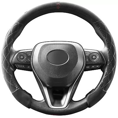 Black Suede Steering Wheel Cover Ultra-Thin Non Slip Universal Fit Car/SUV/Truck • $19.35