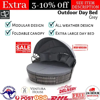 $592.11 • Buy Gardeon Outdoor Sun Lounge Setting Furniture Sofa Wicker Garden Rattan Day Bed
