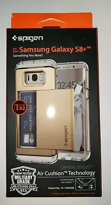 Spigen Crystal Wallet Clear / Gold Air Cushion Military Grade Samsung Galaxy S8+ • £4.99