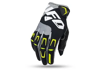 UFO Iridium Motocross Race Gloves Black Grey Yellow -  All Sizes • $54.69