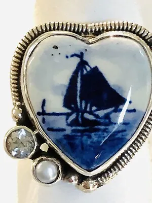 Echo Of The Dreamer-Mars And Valentine Porcelain Sailboat￼Ring • $245