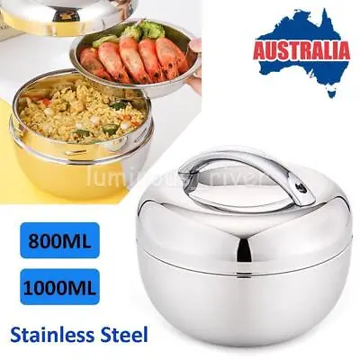 $19.35 • Buy Stainless Steel Thermo Insulated Thermal Lunch Bento Box Round Food Container