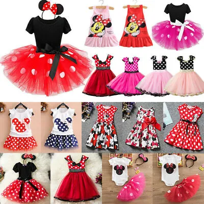 Minnie Mouse Kids Baby Girls Birthday Party Tutu Dress Up Fancy Clothes Outfits • £11.07