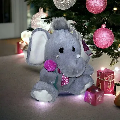 Hugfun Musical Gray Elephant Plush Sings Be My Baby Light Up Cheeks 8  NWT • $18.99