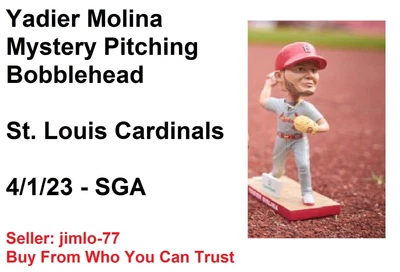 $52.77 • Buy Yadier Molina Mystery Pitching Bobblehead 4/1/23 Sga St. Louis Cardinals Presale