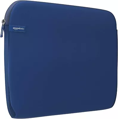 Amazon Basics 15.6  Laptop/MacBook Sleeve Case Shock Absorbing Soft Shell Navy • £4.99