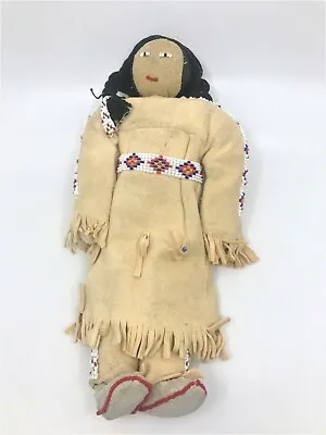 $695 • Buy Vintage Doll Mary White Thunder Native American Sioux Beaded Leather Toy Indian