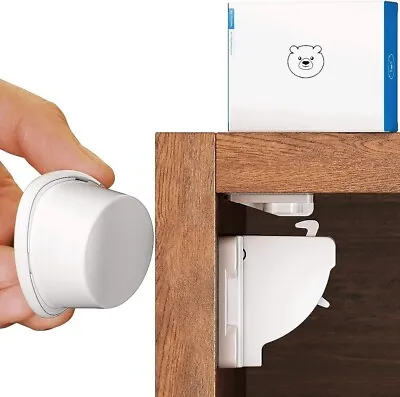 PREMIUM Magnetic Safety Cupboard Locks For Children [10 & 2 Keys] Set  • £17.99