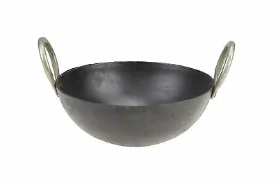 Heavy Duty Iron Kadai Kadhai Iron Wok Balti Dish Indian Food With Handles Hotels • £11.87