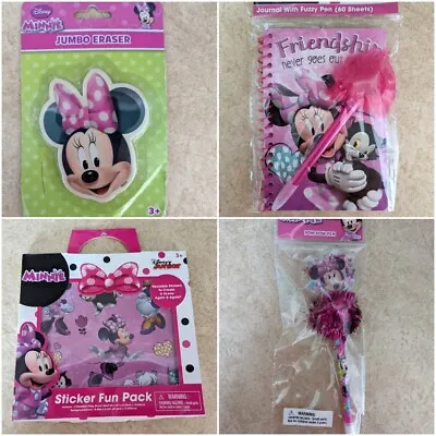 Minnie Mouse Girls School Stationery Supplies Pom Pen Eraser Notebook Stickers • $13.99