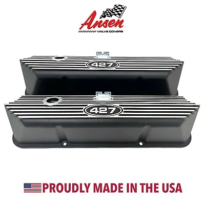 Ford FE 427 Tall Black Valve Covers Finned - Die-Cast Aluminum - Ansen USA • $275