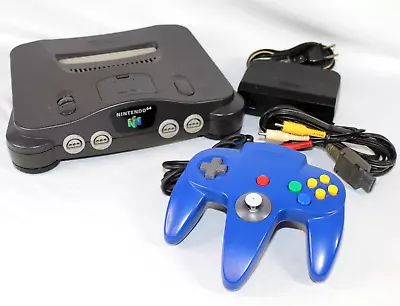 Nintendo 64 System Console W/ Blue Controller & AC/AV Cables! Works Great! • $79.99