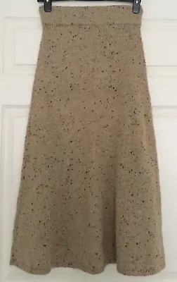 Zara Knit Wool Blend Midi Skirt ~ Beige ~ S ~  7555/147 • £24.99