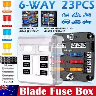 6 Way Fuse Box Blade Auto Block Holder Panel 12V~32V For Car Power Distribution • $14.55