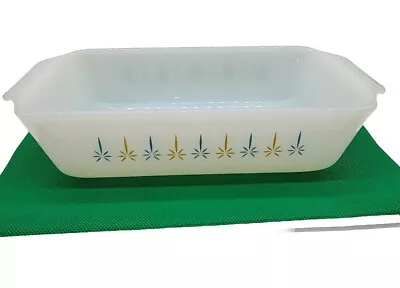 Fire King MCM Atomic Candle Glow Milkglass Casserole Loaf Dish • $14.99