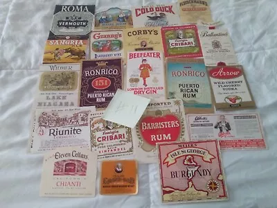 NEW Lot Of 21 Diff Old Vintage Whiskey Wine ECT  Bottle Labels COLLECTIBLES #11 • $10