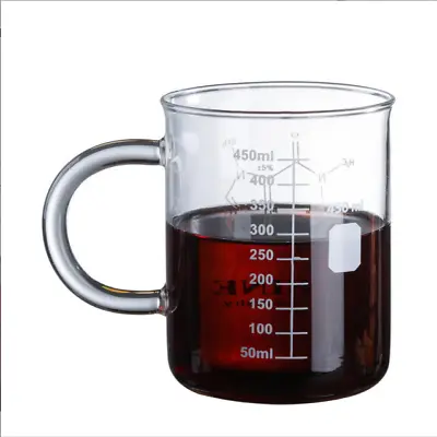 Caffeine Beaker Mug Graduated Beaker Mug With Handle Borosilicate Glass Cup • $11.24