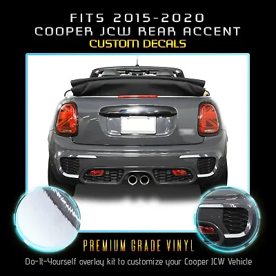 For 2015+ Mini Cooper John Cooper Works Rear Bumper Vinyl Decals - Chrome Mirror • $19.95