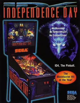 Independence Day Pinball FLYER Promo Game Artwork 1996 Original NOS Sci-Fi • $13.60