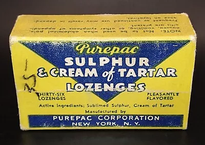 Vintage Purepack Sulphur And Cream Of Tartar Lozenges Old Stock Rare • $25