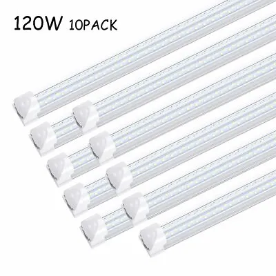 10Pack 8Foot 120W Integrated Led Light Bulbs T8 8FT Led Shop Light Fixture 6000K • $160