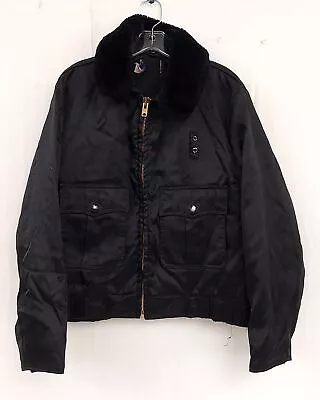 Vintage Men's Butwin Black Bomber With Soft Detachable Collar Size 44 • $9.99