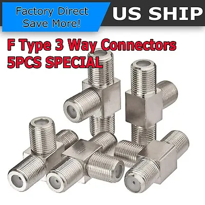 5X F Type Coax Splitter 3 Way Adapter Connector For Combiner TV Cable Satellite • $11.95