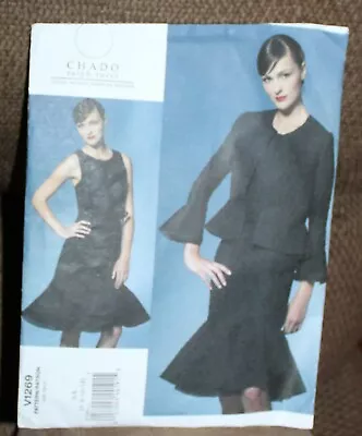 Vogue V1269 CHADO RALPH RUCCI Misses' Jacket Dress And Belt Pattern Size 6 -12 • $10.99