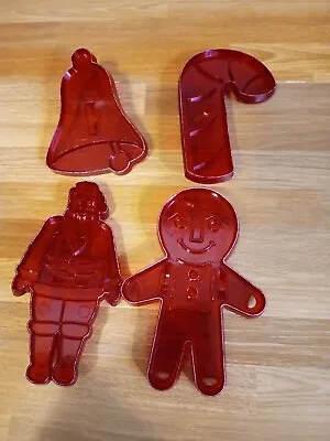 $8.99 • Buy Lot 4 Vintage Christmas Cookie Cutters Gingerbread Man Santa Candy Cane And Bell