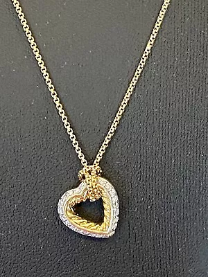 David Yurman 18k Gold Diamond Heart BoxChain Necklace 16” 8.6g • $1299