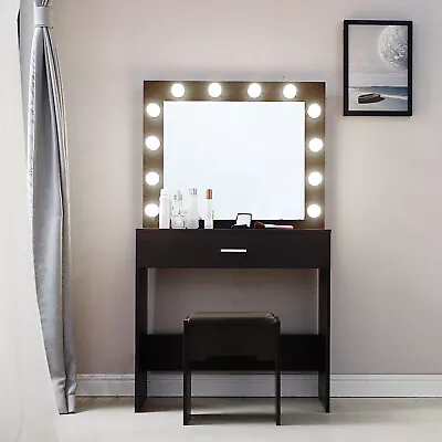 Vanity Set 12 Led Adjustable Lighted Mirror Makeup Dressing Table Dresser Desk • $203.71