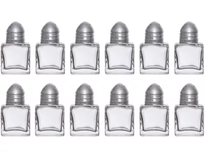 (Set Of 12) Mini Salt And Pepper Shakers 0.5 Oz Glass Cube Body Salt And Pepper • $16.88