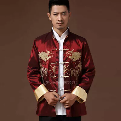 Male Costume  Embroidery Dragon Tangsuit Traditional Chinese Clothing Men Shirt  • $41.79