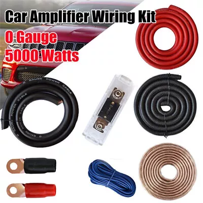 5000 Watts 0 AWG GAUGE Car Amplifier Wiring Kit Subwoofer AMP RCA Power Cable UK • £23.99