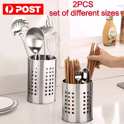 2PCS Stainless Steel Cutlery Stand Home Kitchen Sink Tidy Drainer Utensil Holder • $13.90