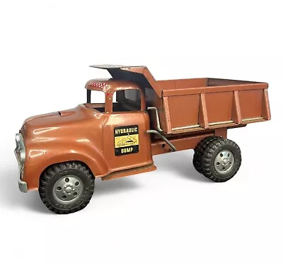 Vintage 1957 Tonka Pressed Steel 13  Hydraulic Dump Truck Bronze Toy Works • $265