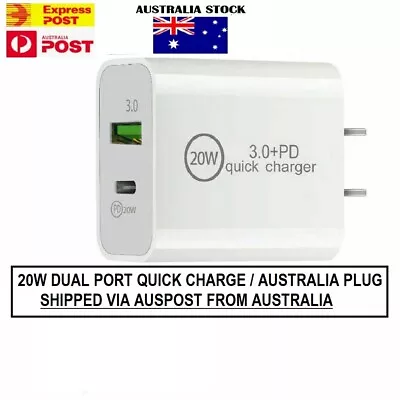 $12.49 • Buy PD 20W AU Plug USB-C Type C Fast Wall Charger Adapter For IPhone 14 13 Android