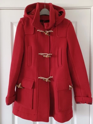 £4.99 • Buy TOPSHOP Wool Red Hooded Duffle Coat Sz 6 Good Condition, Patch & Breast Pockets 