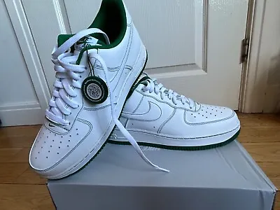 Nike Air Force 1 Low 07 Trainers Shoes - UK 10 New - White With Pine Green Rare • £109