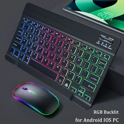 Bluetooth Backlit Keyboard Mouse For TCL Tab 11 10 10s 10L 10.1  10  Inch Tablet • £11.99