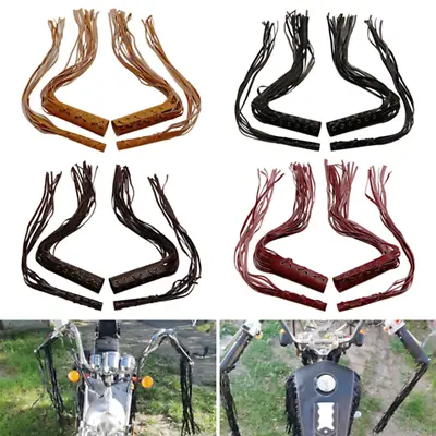For Motorcycle Leather Handlebar Grip Tassel W/ Clutch Lever Fringe Covers • $23.59